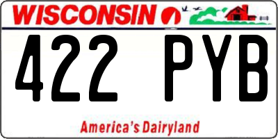 WI license plate 422PYB