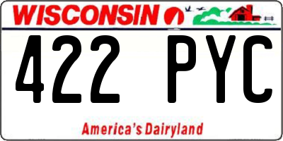 WI license plate 422PYC