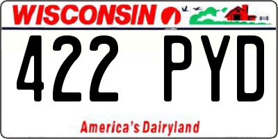 WI license plate 422PYD