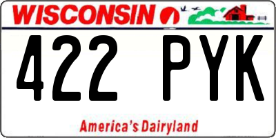 WI license plate 422PYK