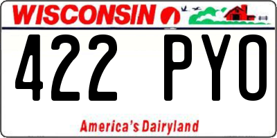 WI license plate 422PYO