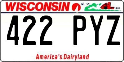 WI license plate 422PYZ