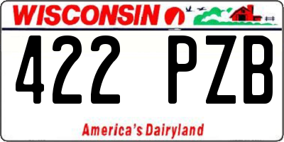 WI license plate 422PZB
