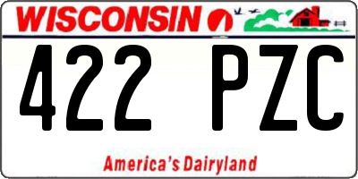 WI license plate 422PZC