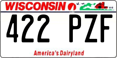 WI license plate 422PZF
