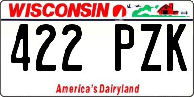 WI license plate 422PZK