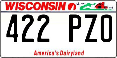 WI license plate 422PZO