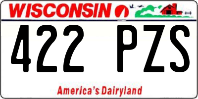 WI license plate 422PZS