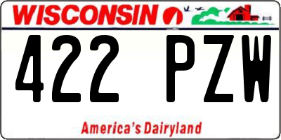WI license plate 422PZW