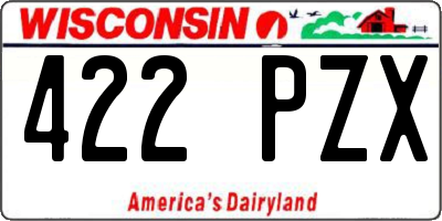 WI license plate 422PZX
