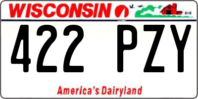WI license plate 422PZY