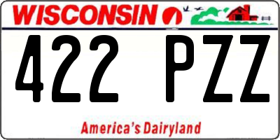 WI license plate 422PZZ