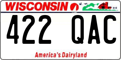 WI license plate 422QAC