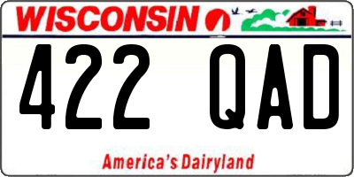 WI license plate 422QAD