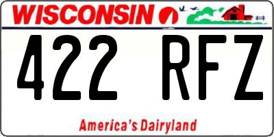 WI license plate 422RFZ