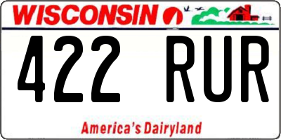 WI license plate 422RUR