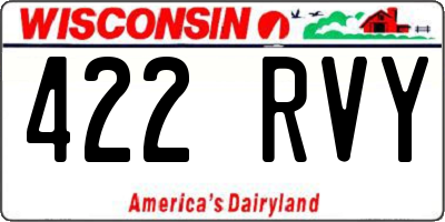 WI license plate 422RVY