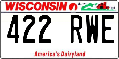 WI license plate 422RWE