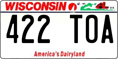 WI license plate 422TOA