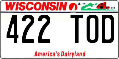 WI license plate 422TOD