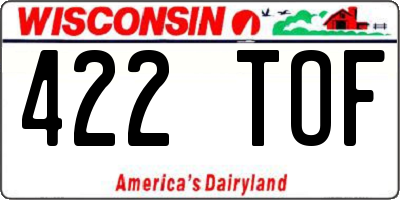 WI license plate 422TOF