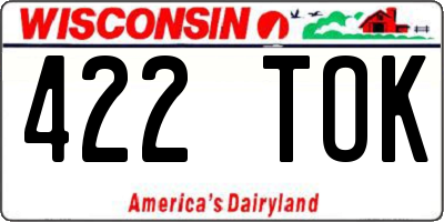 WI license plate 422TOK