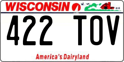 WI license plate 422TOV