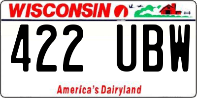 WI license plate 422UBW