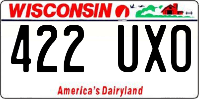 WI license plate 422UXO