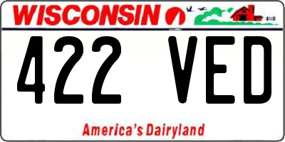 WI license plate 422VED