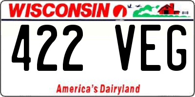 WI license plate 422VEG