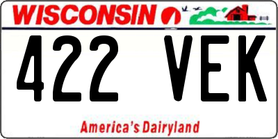 WI license plate 422VEK