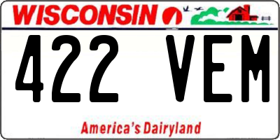 WI license plate 422VEM