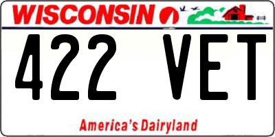 WI license plate 422VET