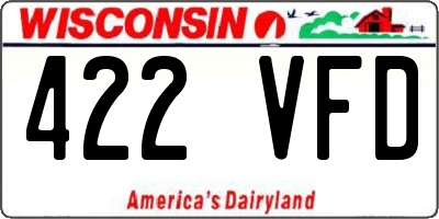 WI license plate 422VFD