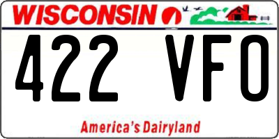 WI license plate 422VFO