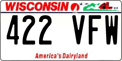 WI license plate 422VFW