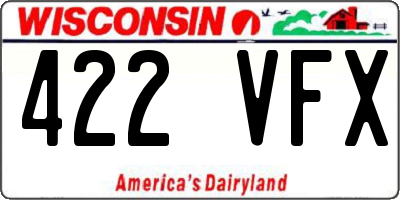 WI license plate 422VFX