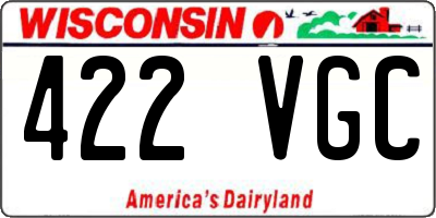 WI license plate 422VGC