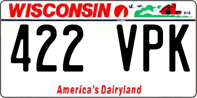 WI license plate 422VPK