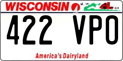 WI license plate 422VPO
