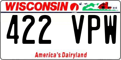 WI license plate 422VPW