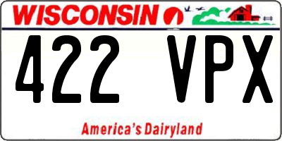 WI license plate 422VPX