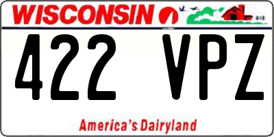 WI license plate 422VPZ