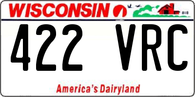 WI license plate 422VRC