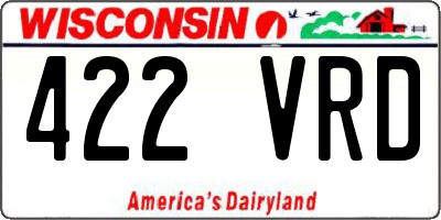 WI license plate 422VRD
