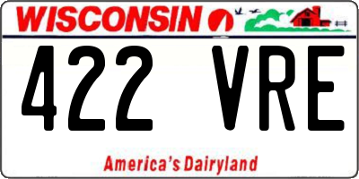 WI license plate 422VRE