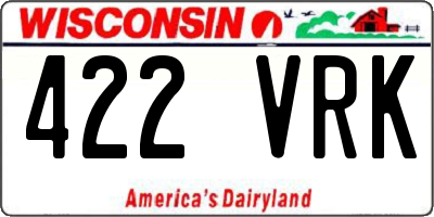 WI license plate 422VRK