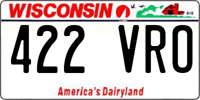 WI license plate 422VRO