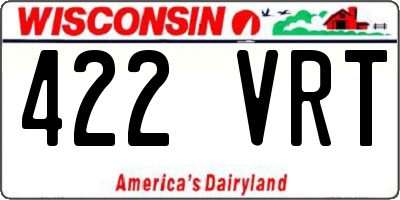 WI license plate 422VRT